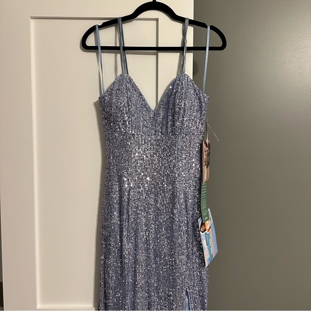 Jackie Jon New York Sequin Maxi Dress Blue